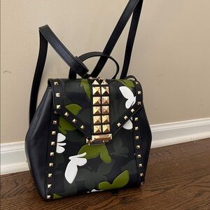 Michael Kors Black and Green Studded Backpack